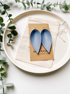 Lavender Purple Leather Leaf Earrings