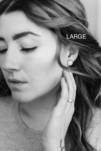 Dark Green Leather Stud Earrings