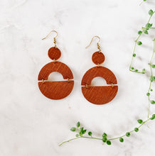 Load image into Gallery viewer, Ginger Saffiano Leather Bold Statement Earrings
