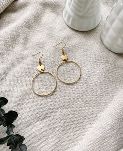 Brass Deco Circle Earrings