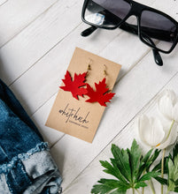 Load image into Gallery viewer, Canadian Red Maple Leaf Leather Earrings
