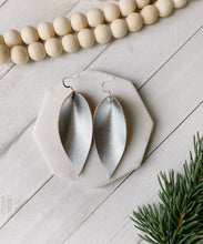 Load image into Gallery viewer, Disco Silver Leather Leaf Earrings
