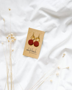 SALE - Burnt Orange Leather and Brass Earrings