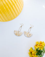 Load image into Gallery viewer, Golden Wheat Cork Leather &amp; Brass Oval Earrings
