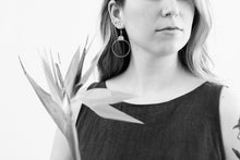 Load image into Gallery viewer, Green Leather &amp; Brass Circle Earrings
