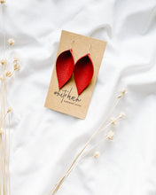 Load image into Gallery viewer, Red Leather Leaf Earrings
