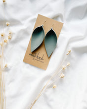 Load image into Gallery viewer, Light Grey Leather Leaf Earrings
