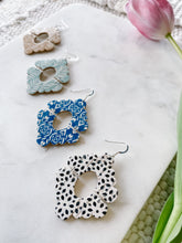 Load image into Gallery viewer, Boho Aztec Black and White Print Cork Leather Earrings
