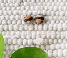 Load image into Gallery viewer, Cheetah Print Leather Stud Earrings
