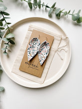 Load image into Gallery viewer, Terrazzo Print Leather Leaf Earrings
