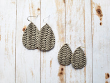 Load image into Gallery viewer, Stone Grey Braided Leather Teardrop Earrings
