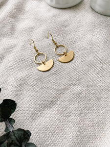 Brass Mini Circle Earrings