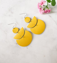 Load image into Gallery viewer, Lemon Yellow Saffiano Leather Statement Earrings
