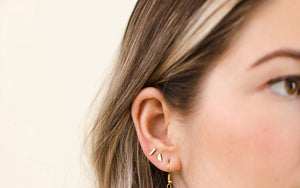 Mini Brass Half Moon Stud Earrings