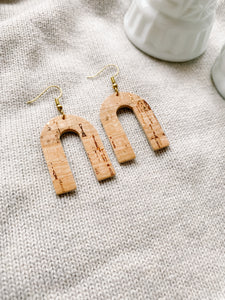 Rose Gold Cork Leather Arch Earrings