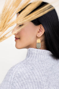 Olive Green Suede Leather with Brass Accent Earrings