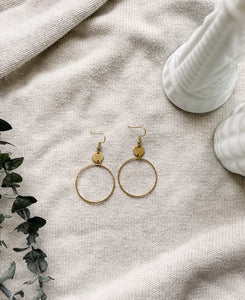 Brass Deco Circle Earrings