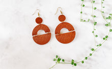 Load image into Gallery viewer, Ginger Saffiano Leather Bold Statement Earrings
