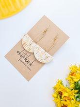 Load image into Gallery viewer, Golden Wheat Cork Leather &amp; Brass Oval Earrings
