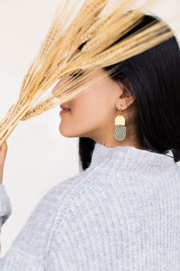 Olive Green Suede Leather with Brass Accent Earrings