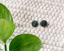 Load image into Gallery viewer, Pine Green Textured Suede Leather Stud Earrings
