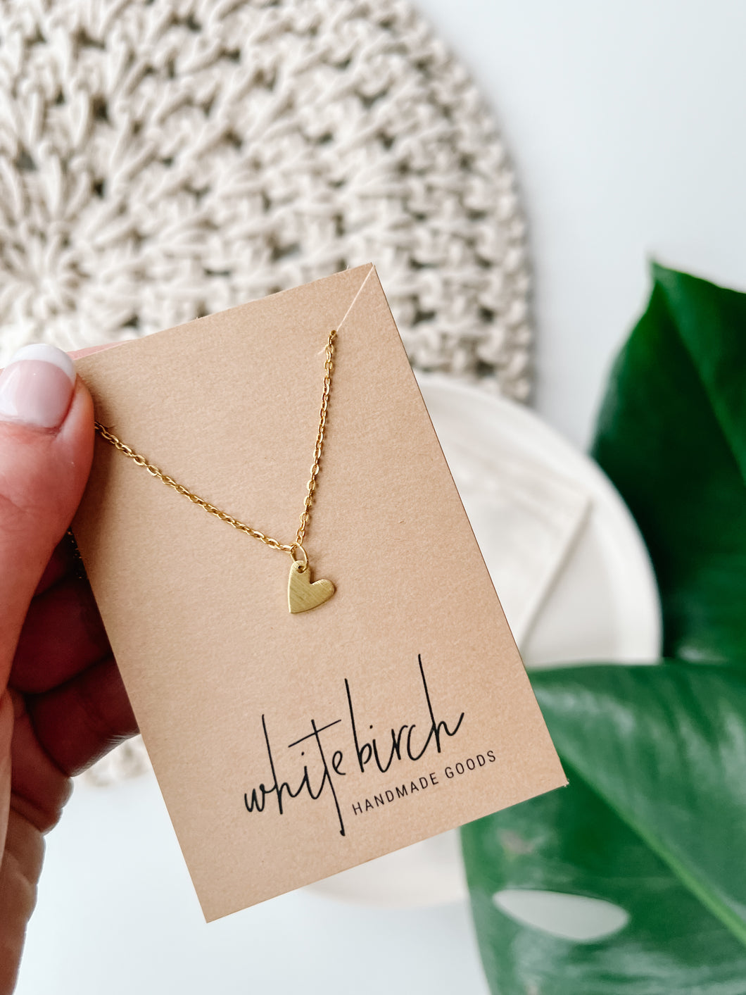Brushed Brass Heart Necklace