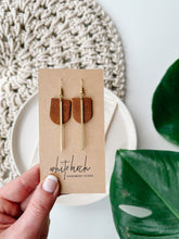 Load image into Gallery viewer, SALE - Aged Distressed Brown Leather and Brass Earrings
