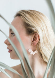 Blush Pink Leather Petal Hoop Earrings