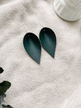 Load image into Gallery viewer, Dark Green Leather Leaf Earrings
