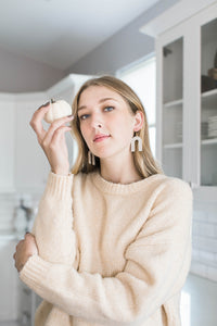 Taupe Chevron Cork Leather Arch Earrings