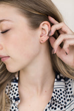 Load image into Gallery viewer, Mini Distressed Brass Bar Stud Earrings
