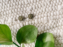 Load image into Gallery viewer, Olive Green Textured Suede Leather Stud Earrings
